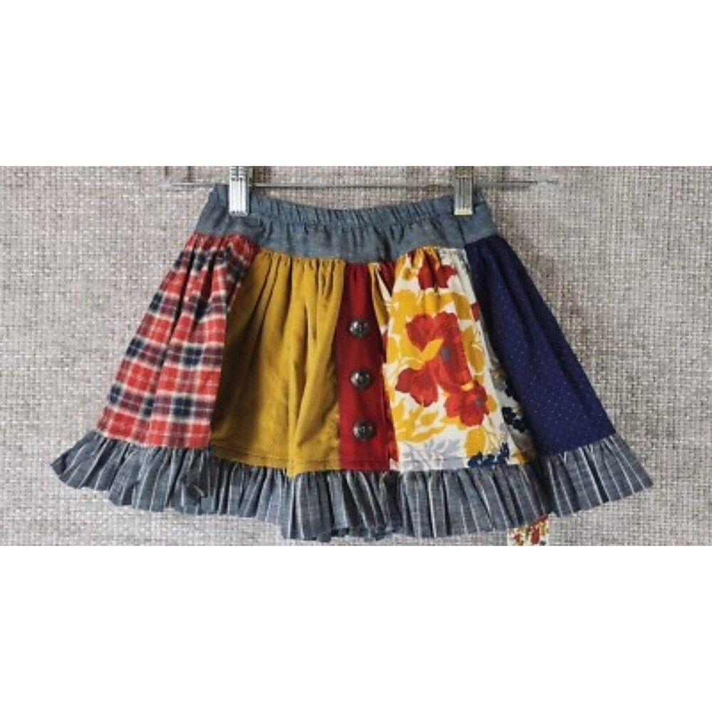 Persnickety Girls Size 8 Years Skirt Patchwork Ruffle Colorful Whimsical